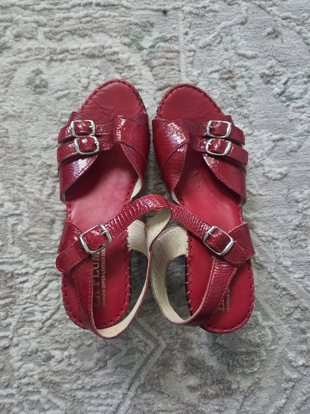 Women’s Red Double-Buckle Slingback Sandals